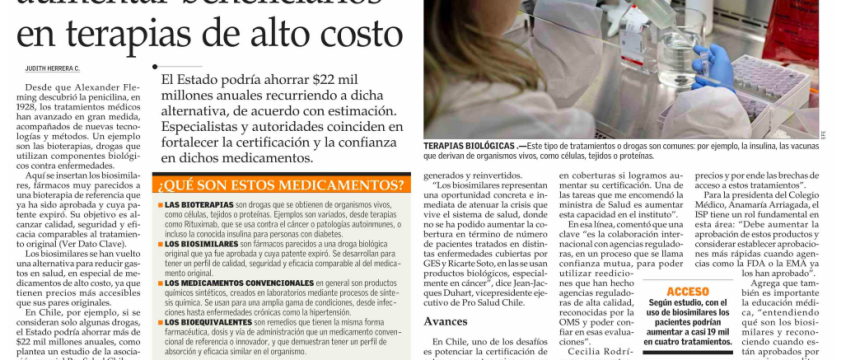 Uso de fármacos biosimilares permitiría aumentar beneficiarios en terapias de alto costo