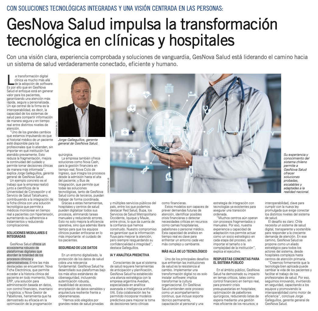GesNova Salud impulsa la transformación tecnológica en clínicas y hospitales
